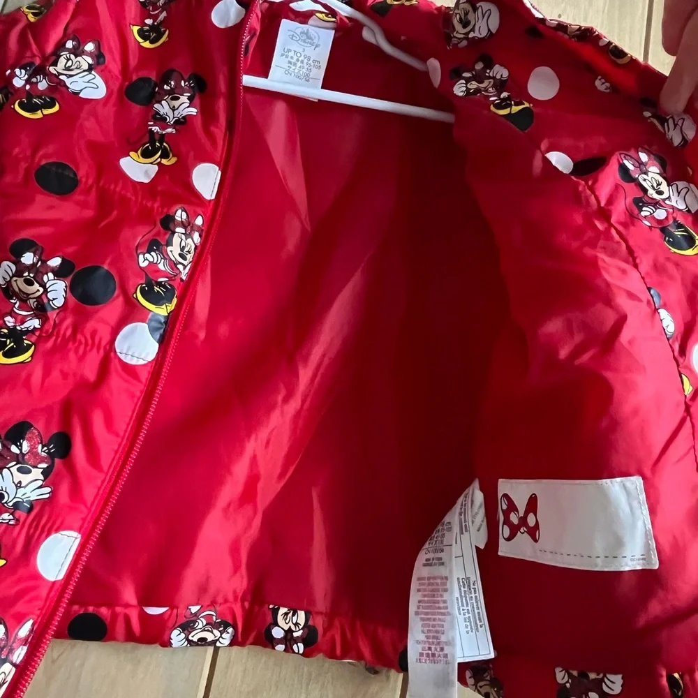 Disney Red Minnie Mouse Light weight Puffer Jacket - 3T